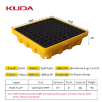 Palette anti-déversement KUDA 0606A-FSLTP pour produits chimiques liquides, palette anti-déversement épaissie, plateforme anti-déversement pour fûts d'huile 600x600x150mm