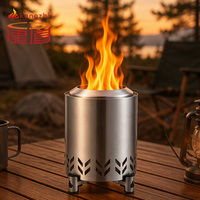 Brasero de table sans fumée en acier inoxydable, brûleur à bois portable pour camping extérieur, poêle à combustion secondaire