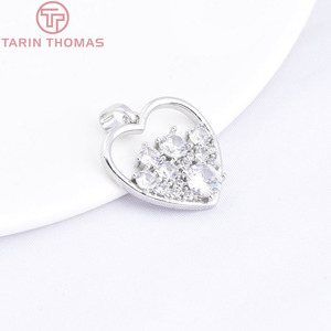 Colgantes en Forma de Corazón de Latón Chapado en Oro de 24K con Circonita, Accesorios de Alta Calidad para la Fabricación de Joyería DIY - Product Image 6