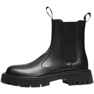 2026 Men's Chelsea <b>Boots</b> High Top Non-slip Breathable Leather <b>Boots</b> <b>Spring</b> Autumn Fashion Black <b>Boots</b> - Product Image 5