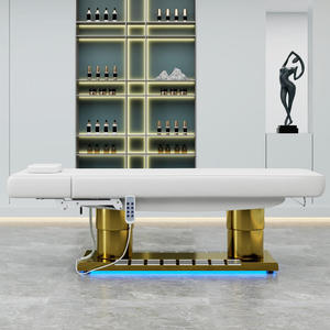 Gold Stainless Steel Double Column with Foot Control 3 Motor Electric <b>Foldable</b> Beauty Massage <b>Table</b> for Hotel & School Use - Product Image 5