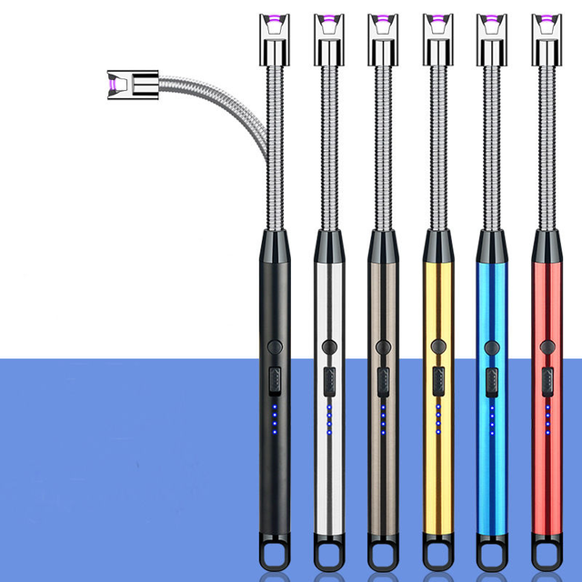 Candle Lighter USB Rechargeable Electric Plasma Lighter Windproof Flamesless Long Arc Lighters