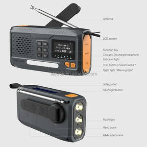 DAB + FM мобильный Динамо-блок с аккумуляторами на солнечных батареях, радио и фонариком, аварийное радио, со светодиодной подсветкой и USB-питанием - Product Image 6