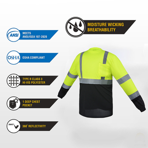 Diseño ligero Tela transpirable Trabajo de <span class=keywords><strong>alta</strong></span> <span class=keywords><strong>visibilidad</strong></span> Seguridad reflectante Camisetas <span class=keywords><strong>Polo</strong></span> de manga larga - Product Image 2