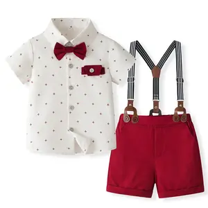 Wholesale Summer Short Sleeved Shorts Set Children's Clothing British Gentlemen's Dress Baby Clothes Formal Summer Suit