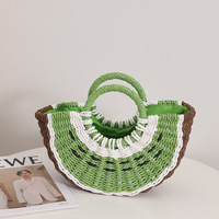 Grand panier de rangement tressé en paille en forme de pastèque, sac à main portable pour la plage