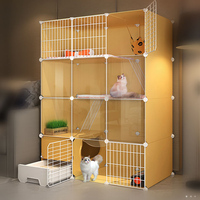 Cages d'intérieur pour chats Maison Salon Balcon Clôture pour animaux de compagnie avec toilette Bac à litière Villa pour chats Cage pour animaux de compagnie