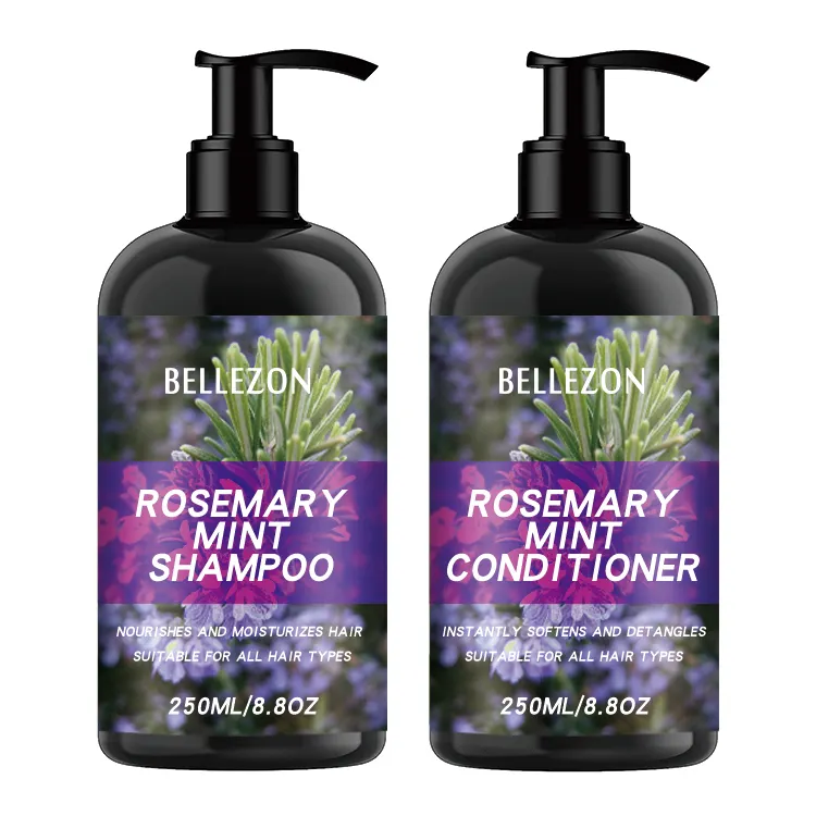 Sampo Rosemary Label pribadi memperkuat rambut bergizi sampo Mint Rosemary dan kondisioner