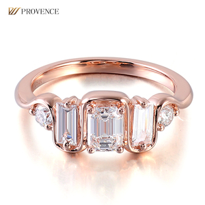 แหวนเพชรสีทอง18K 14K สุดหรูแหวนแหวนหมั้นเพชรที่สร้างขึ้นจากการรับรองของ IGI แหวนแต่งงานเพชรที่เจียระไนจากมรกต Def VVS Lab - Product Image 1