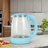 Bouteille d'eau chaude électrique en verre borosilicate transparent tendance, 2L, 1500W, portable, contrôle de la température, maintien au chaud