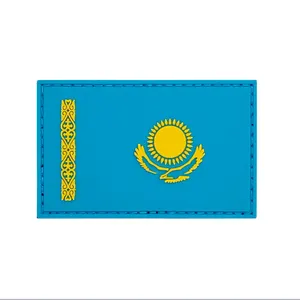 후크 배지와 카자흐스탄 국기 패치 PVC 고무