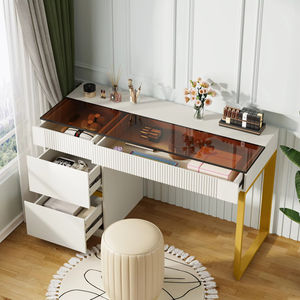 Table de maquillage moderne de luxe en bois de 120 cm avec tiroirs et <span class=keywords><strong>tabouret</strong></span>, <span class=keywords><strong>sans</strong></span> miroir, pour chambre et hôtel - Product Image 1