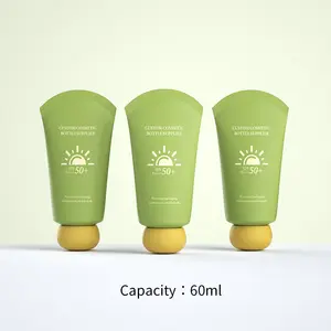 Tubo ovalado plano personalizado para protección solar y crema facial, tubo de embalaje cosmético para loción de cuidado de la piel, color negro y verde mate