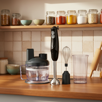 Mixeur Plongeant Électrique Multifonction CE ROHS en Acier Inoxydable à 4 Lames pour Aliments Bébé, Smoothies et Plus, Vitesse Variable