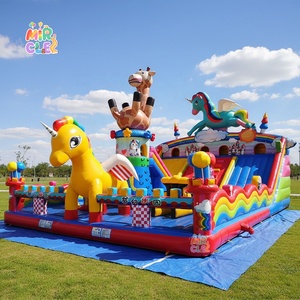 Castillo de salto de casa inflable grande comercial con tobogán y pared de escalada en roca para alquiler de eventos - Product Image 2