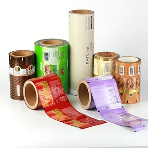 Rollo de película de plástico flexible para embalaje, envoltura de paquete laminada con sello térmico impreso personalizado para productos de alimentos