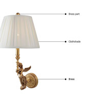 Lampe simple en laiton massif au style européen, luminaire décoratif d'intérieur français, Angle d'éclairage pour chambre à coucher