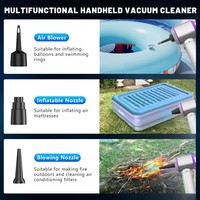 Aspirateur de voiture haute puissance, 3 vitesses réglables, lumière LED, aspirateur sans fil miniature et souffleur d'air pour le detailing automobile