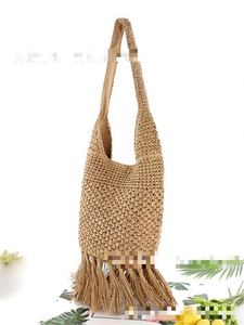 Tassel Rope Designer Straw <b>Bag</b> Fashion One Shoulder Pineapple Buckle Beach Handbag Braided Casual Women Summer <b>Bags</b> - Product Image 6