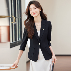 Women's White Suit Jacket 2025 Summer Style High End Petite Two Piece Set Thin Breathable Casual Blazer - Product Image 3
