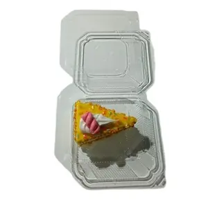 方形BOPS吸塑包装纸杯蛋糕盒食品盒蛋糕容器用叉子包装