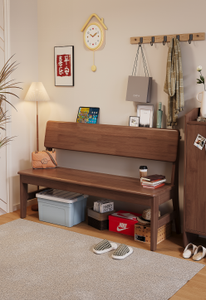 Banc de rangement en bois moderne avec dossier solide pour salon, meubles de maison, design scandinave - Product Image 5