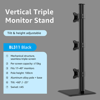 Support triple moniteur réglable en hauteur, support vertical robuste pour trois écrans de 17 à 49 pouces (BEWISER BL311)