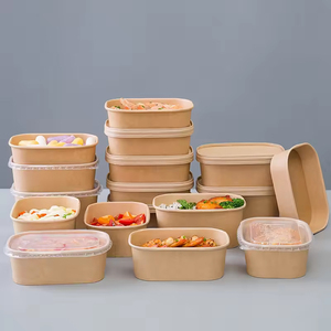 Recipiente de comida para llevar de restaurante, desechable, ecológico, biodegradable, con tapa de papel kraft, para ensaladas, bocadillos, almuerzos. - Product Image 6