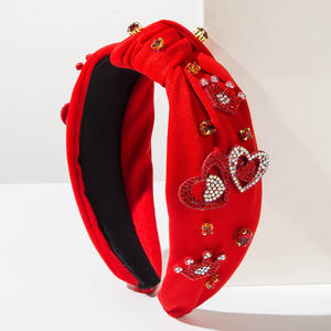 Bandeaux de la Saint-Valentin, bandeaux rouges pour la Saint-Valentin, bandeaux en strass, cœur d'amour, bandeaux noués ornés de bijoux - Product Image 6