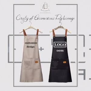 Custom Logo Sleeveless Cotton Bib <b>Apron</b> Reusable <b>Kitchen</b> Cooking Chef and Beauty Salon Hairdresser for Working Waitress - Product Image 2