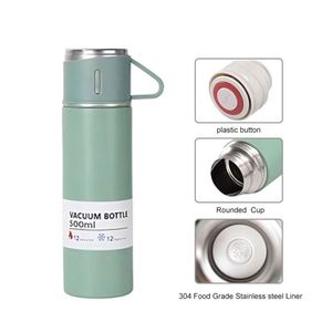 Ensemble de bouteilles d'eau en acier inoxydable de 500 ml avec 3 tasses, à double paroi isolées et coffret cadeau, idéal pour le thé/le café/les voyages - Product Image 2