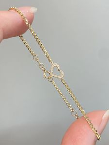 Xinfly 18K Gold and Natural Diamond Cuban Chain Heart Pendant <b>Cute</b> Jewelry <b>Bracelet</b> for Ladies Party and Daily Wear - Product Image 4