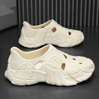 Sandales de plage décontractées pour hommes, respirantes, à bout rond, couleur unie, style cocotier, avec empeigne en EVA et semelle souple