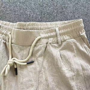 <span class=keywords><strong>Pantaloncini</strong></span> da <span class=keywords><strong>uomo</strong></span> con coulisse elastico in vita sottile <span class=keywords><strong>pantaloncini</strong></span> morbidi in lino estivo <span class=keywords><strong>Beige</strong></span> semplici tasche vuote un quarto di <span class=keywords><strong>pantaloncini</strong></span> - Product Image 2