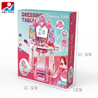 Princesse commode avec lumière et musique induction porte filles jouet maquillage miroir coiffeuse avec chaise