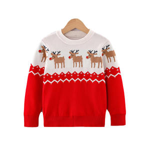 2025 automne hiver enfants <span class=keywords><strong>pull</strong></span> garçons épaissi noël <span class=keywords><strong>renne</strong></span> Base chemise filles transfrontalier vêtements tricots pour enfants - Product Image 5