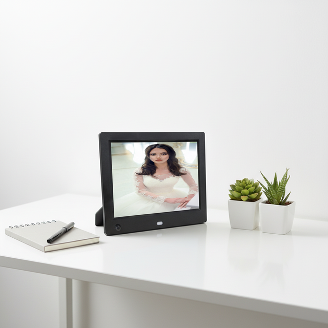 Compact 8 Inch USB SD Card Digital Picture Frame Auto-Rotate Photo Display for Bedside & Kitchen