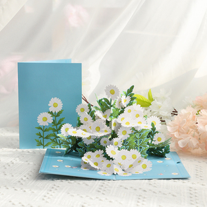 การ์ดอวยพรดอกไม้กระดาษหัตถกรรมเดซี่3d ป๊อปอัพการ์ดสำหรับสาวๆ - Product Image 3