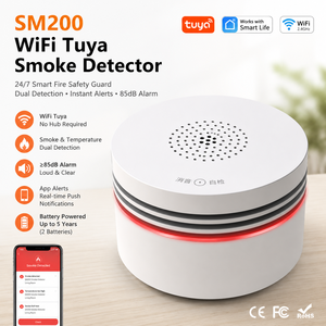 Détecteur intelligent de fumée et de chaleur WiFi, alarme incendie avec alertes via l'application Tuya, sans fil et alimenté par piles pour la sécurité domestique - Product Image 1