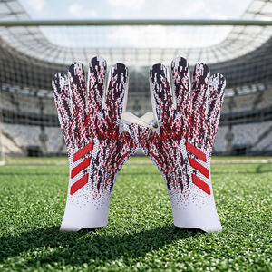 Full Finger Sports Gloves Sublimation Print Red Black White Non-Slip Polyester Unisex All Seasons - Product Image 3