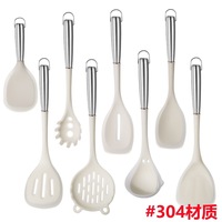 Manjia Ustensiles de cuisine en silicone Ensemble d'ustensiles de cuisine Gadgets Cuillères pour ustensiles de cuisine antiadhésifs Ensemble de spatules à manche en acier inoxydable
