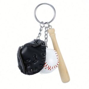 Mini Colorful Baseball Pendant & <b>Leather</b> <b>Keychain</b> Sports Event Souvenir for Gift & Key Holder Made of Metal & Alloy - Product Image 4
