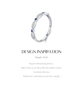 Bague fine en argent Sterling S925, incrustée de pierres bleues en Zircon, réglable, bijoux élégants pour les doigts, cadeau pour les femmes, à porter au quotidien - Product Image 6