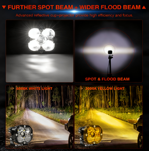 <span class=keywords><strong>Feux</strong></span> de travail <span class=keywords><strong>LED</strong></span> tout-terrain super lumineux 12V 24V 100W 1000M <span class=keywords><strong>Feux</strong></span> de brouillard <span class=keywords><strong>LED</strong></span> Spot Pods 3 pouces pour voitures Porsche RZR SXS - Product Image 2