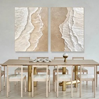 Peinture acrylique texturée beige personnalisée avec paysage ondulé encadré moderne pour la décoration murale du salon à la maison