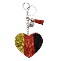 Porte-clés Cœur Bling Strass Tendance Drapeaux Porto Rico Canada États-Unis Mexique France Allemagne Grèce Royaume-Uni