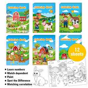 Coloring Books <b>Small</b> Art <b>Drawing</b> Book for Kids Children Farm Animals Mini Coloring Books Wholesale Custom Printing Farm Animals - Product Image 1