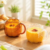 Tasse à boire en verre faite à la main, résistante aux hautes températures, colorée, en forme de citrouille, pour le petit-déjeuner domestique