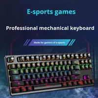 Clavier de jeu mécanique filaire RGB 87 touches OEM, trois modes, axe vert, couleurs assorties, USB 2.0, programmable, anglais, pour ordinateur