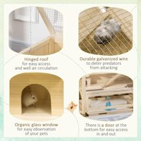Grande cage en bois pour hamster, habitat pour rats, maison de jeu à 3 niveaux pour petits animaux avec plateau, centre d'activités, naturel
